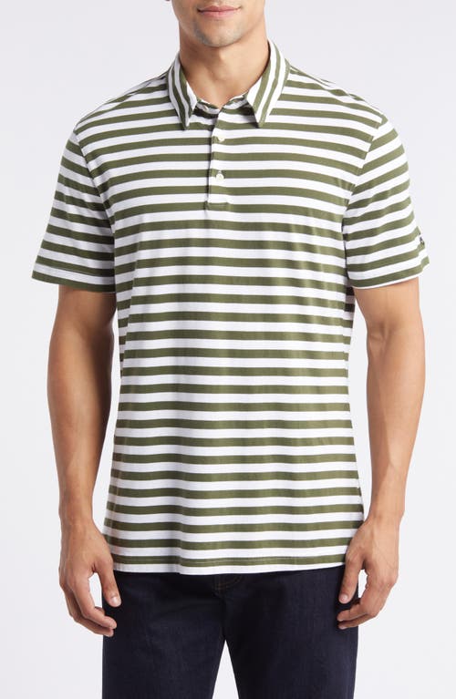 Ag Bryce Stripe Polo In True White/new Spruce