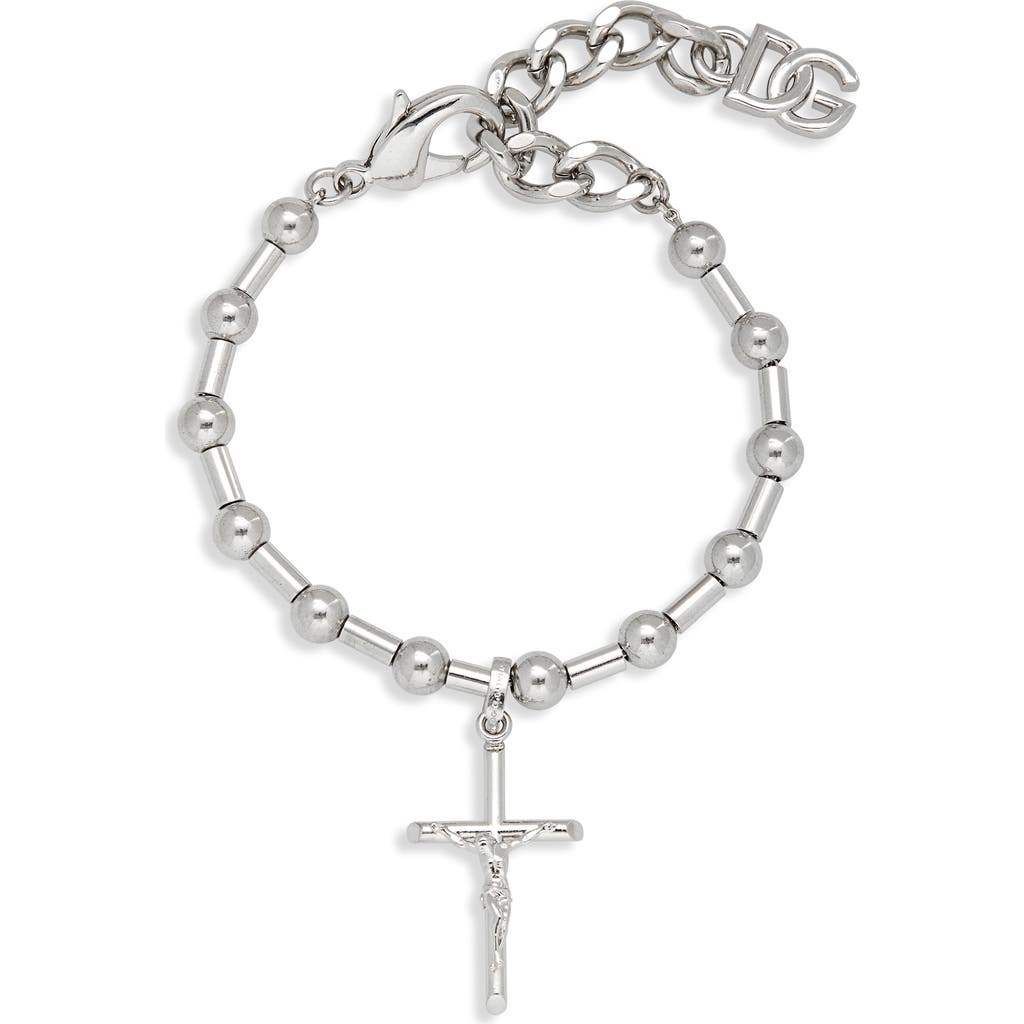Dolce & Gabbana Dolce&gabbana Cross Bead Bracelet In Argento/palladio