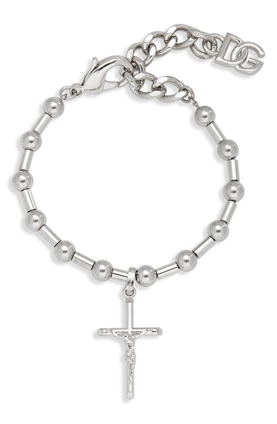 Dolce & Gabbana Cross Bead Bracelet In Metallic