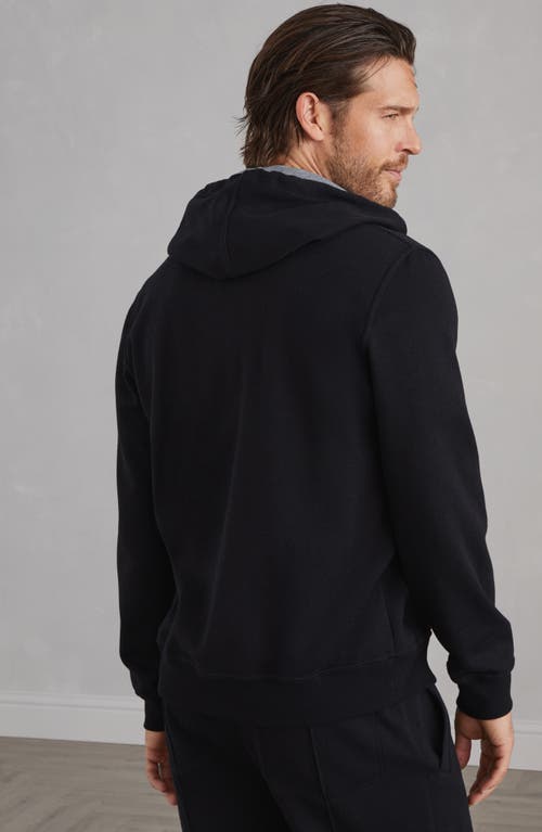 Shop Brunello Cucinelli Cotton, Cashmere And Silk French Terry Double Cloth Hooded Sweatshirt With Zipper In Black