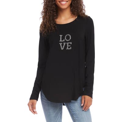 Karen Kane Rhinestone Love Graphic Tee, Black