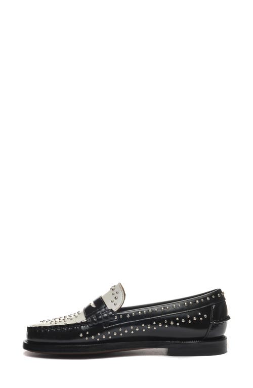 Shop Sebago Dan Stud Loafer In Black/white