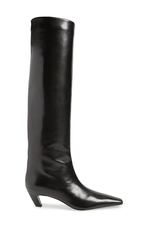 Khaite Davis Slouchy Leather Knee Boots In Black