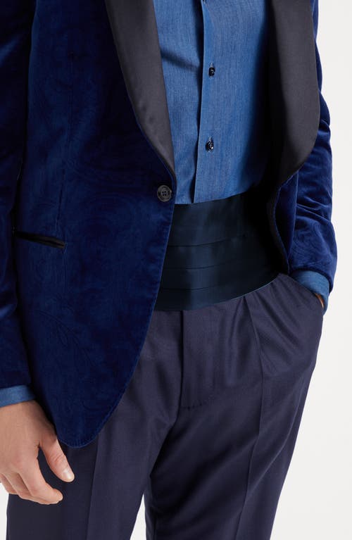 Shop Brunello Cucinelli Silk And Cotton Satin Cummerbund In Blue