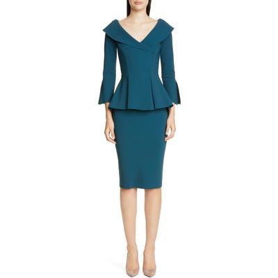 Chiara Boni La Petite Robe Zoya Peplum Cocktail Dress, US / 40 IT - Green