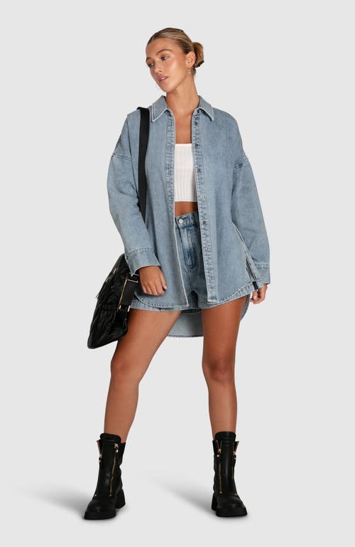 Belle & Bloom Into Him Oversized Denim Shirt In Stonewash