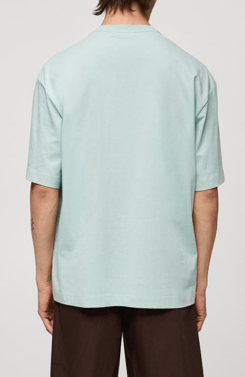 Shop Mango Oversize Cotton T-shirt In Aqua Green