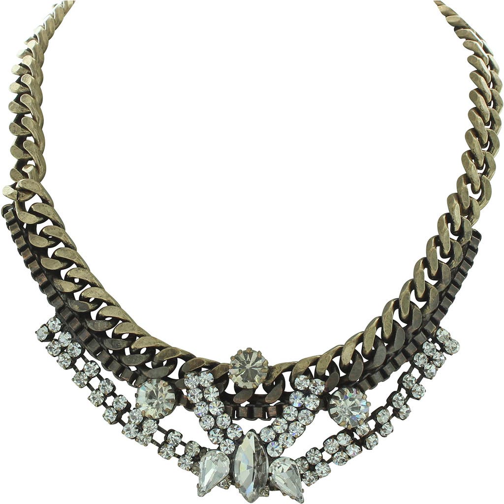 Shop Olivia Welles Collage Statement Necklace In Gold/clear