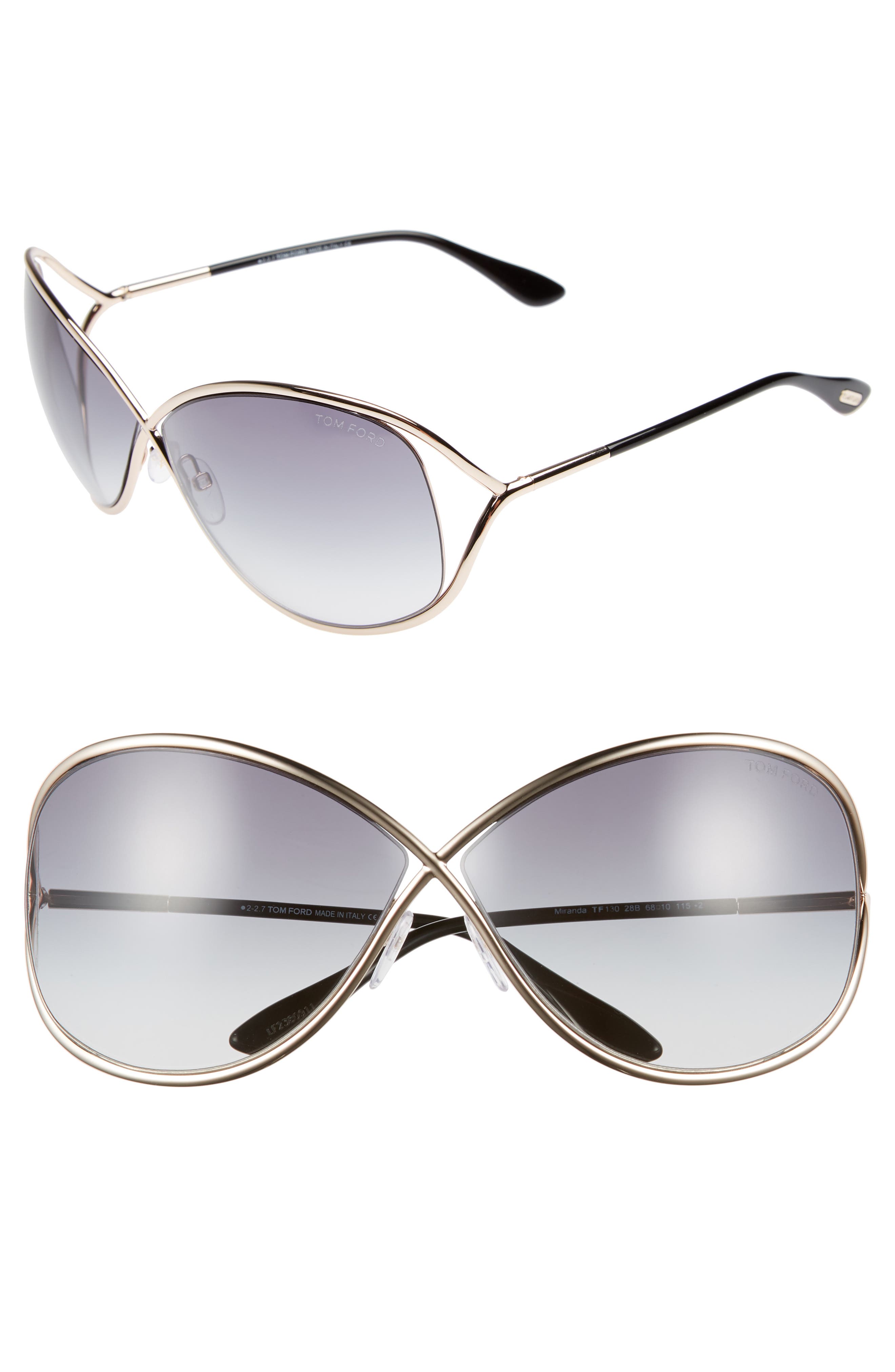 TOM FORD Miranda 68mm Open Temple Oversize Metal Sunglasses in Shiny Rose  Gold/Brown | Smart Closet