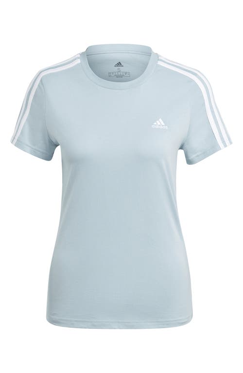 Adidas Originals Women's Essentials Cotton 3 Stripe T-shirt In Wonder Blue/white