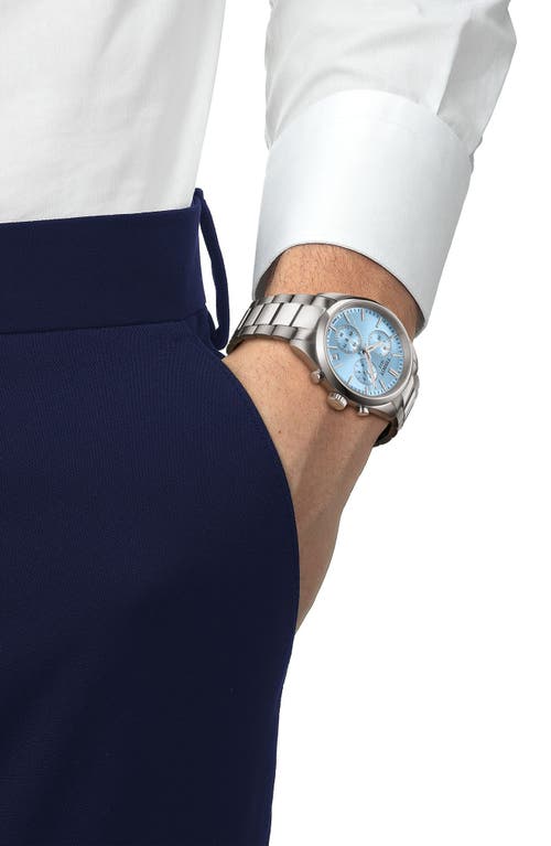 Tissot Pr100 Chronograph Bracelet Watch, 40mm In Ice Blue/silver