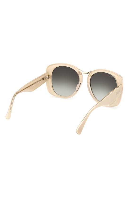 Shop Max Mara 55mm Round Sunglasses In Ivory / Gradient Green