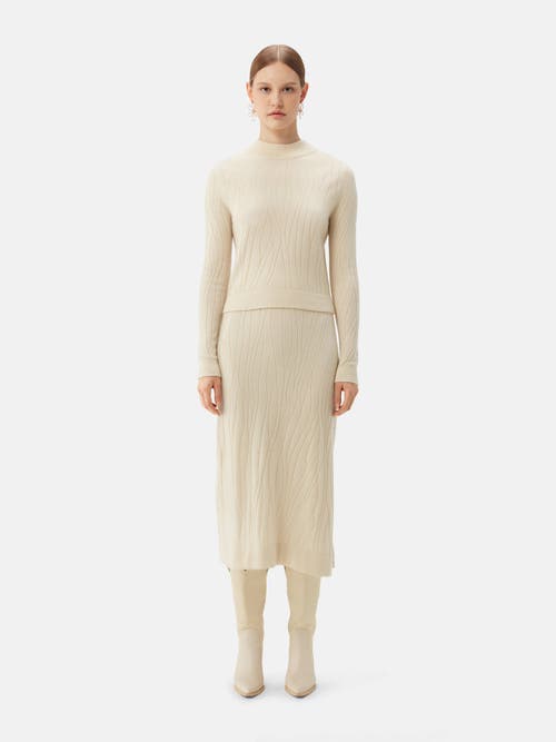 Gobi Mongolian Cashmere Organic Color Cropped High Neck Cashmere Sweater In Off White