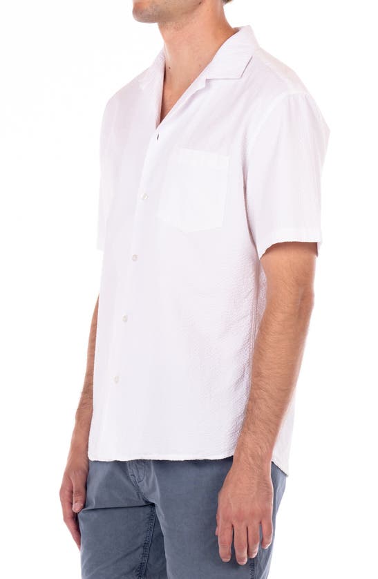 Shop Original Paperbacks Seersucker Cotton Short Sleeve Button-up Shirt In White