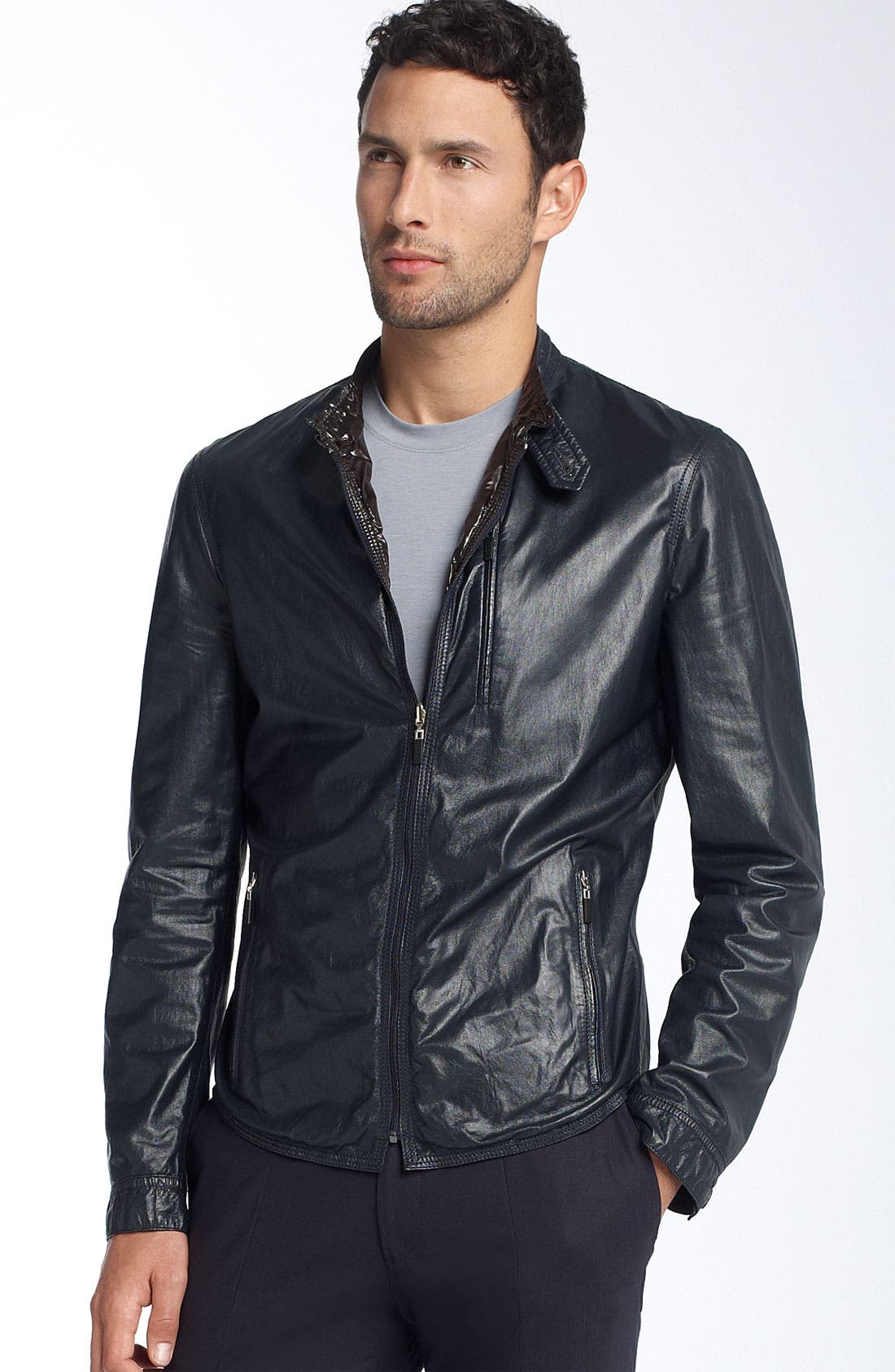 armani collezioni lambskin leather jacket