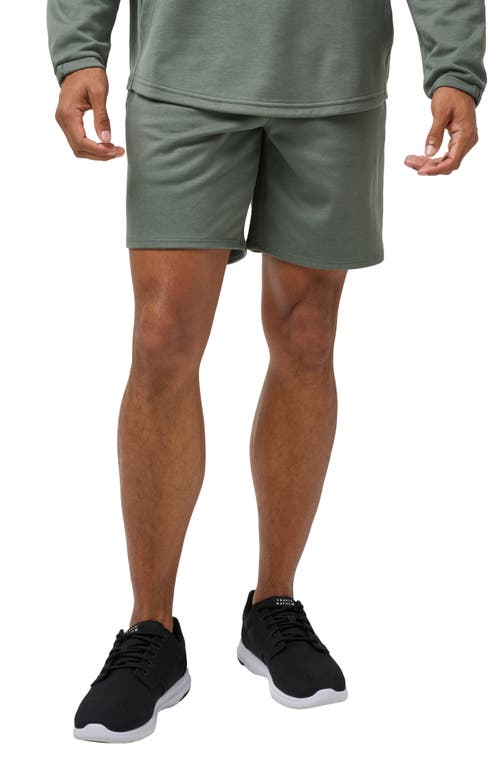 Travismathew Sideslip Fleece Shorts In Dark Olive