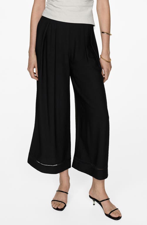 Mango Wide Leg Crop Pants In Black