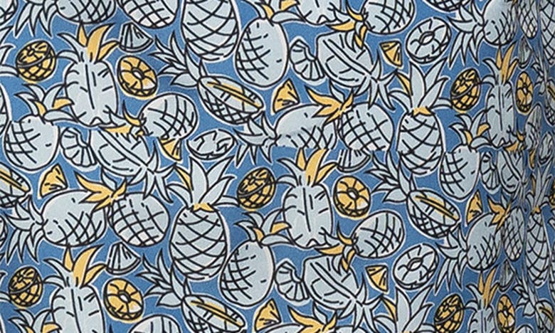 Shop Eton Pineapple Print Swim Trunks In Blue
