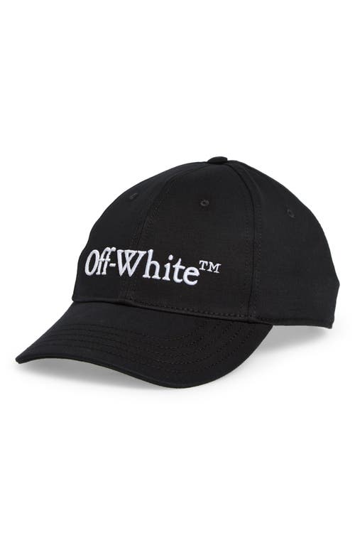 Off-white Bookish Embroidered Logo Baseball Cap In Black/white