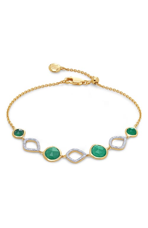Monica Vinader Siren Green Onyx & Diamond Bracelet In 18ct Gold/diamond/green Onyx