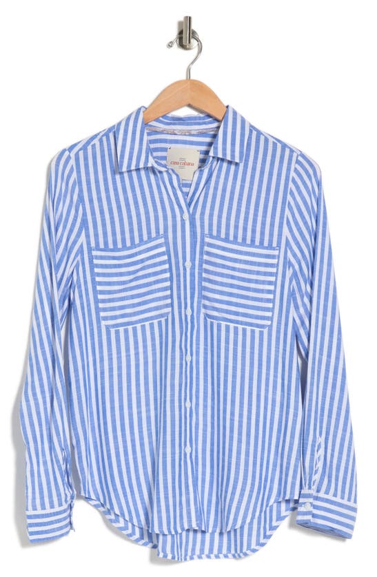 Casa Cabana Kate Long Sleeve Button Front Shirt In French Blue