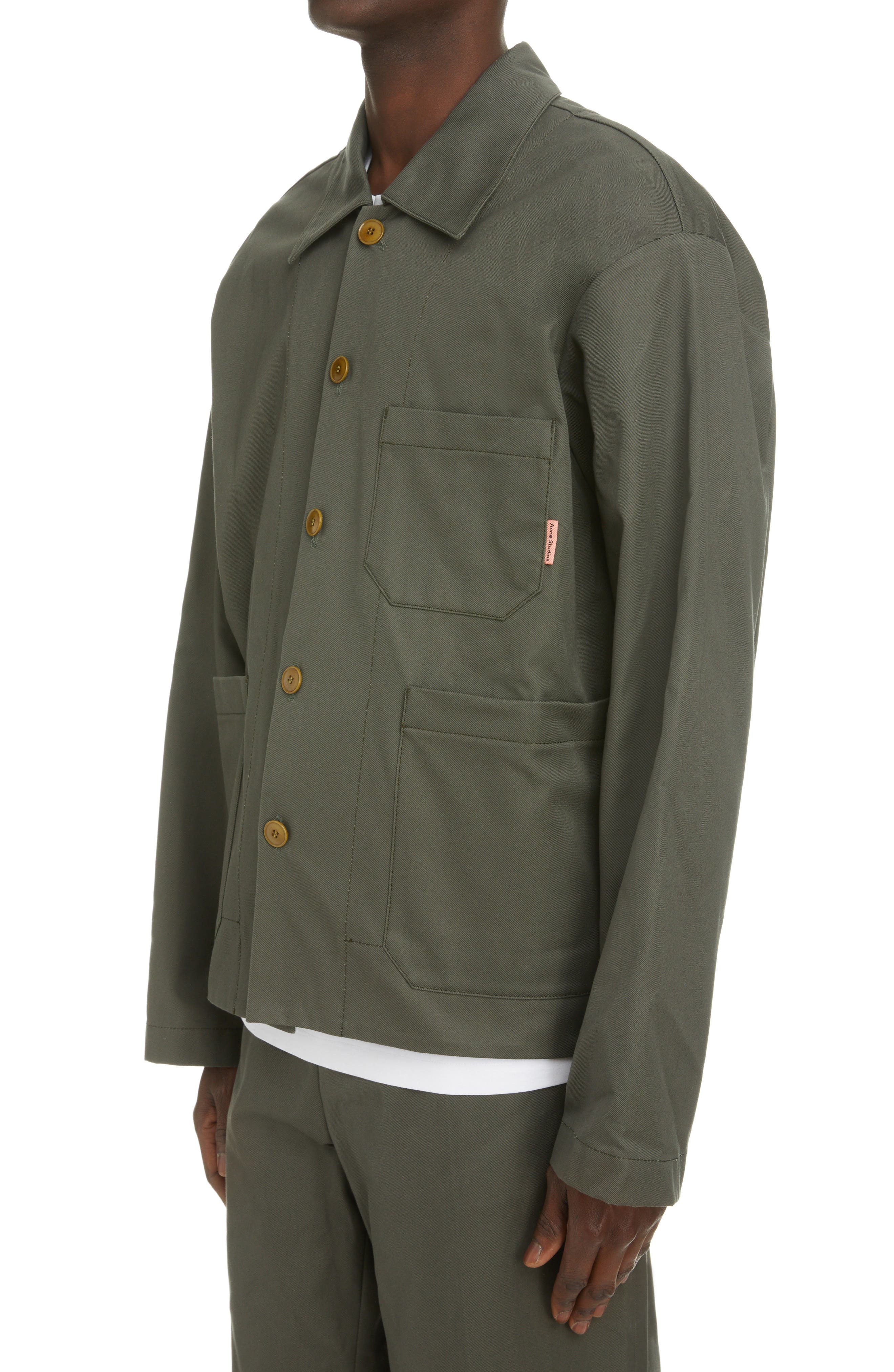 Acne Studios Cotton Twill Utility Jacket in Olive Green at Nordstrom, Size 36 US