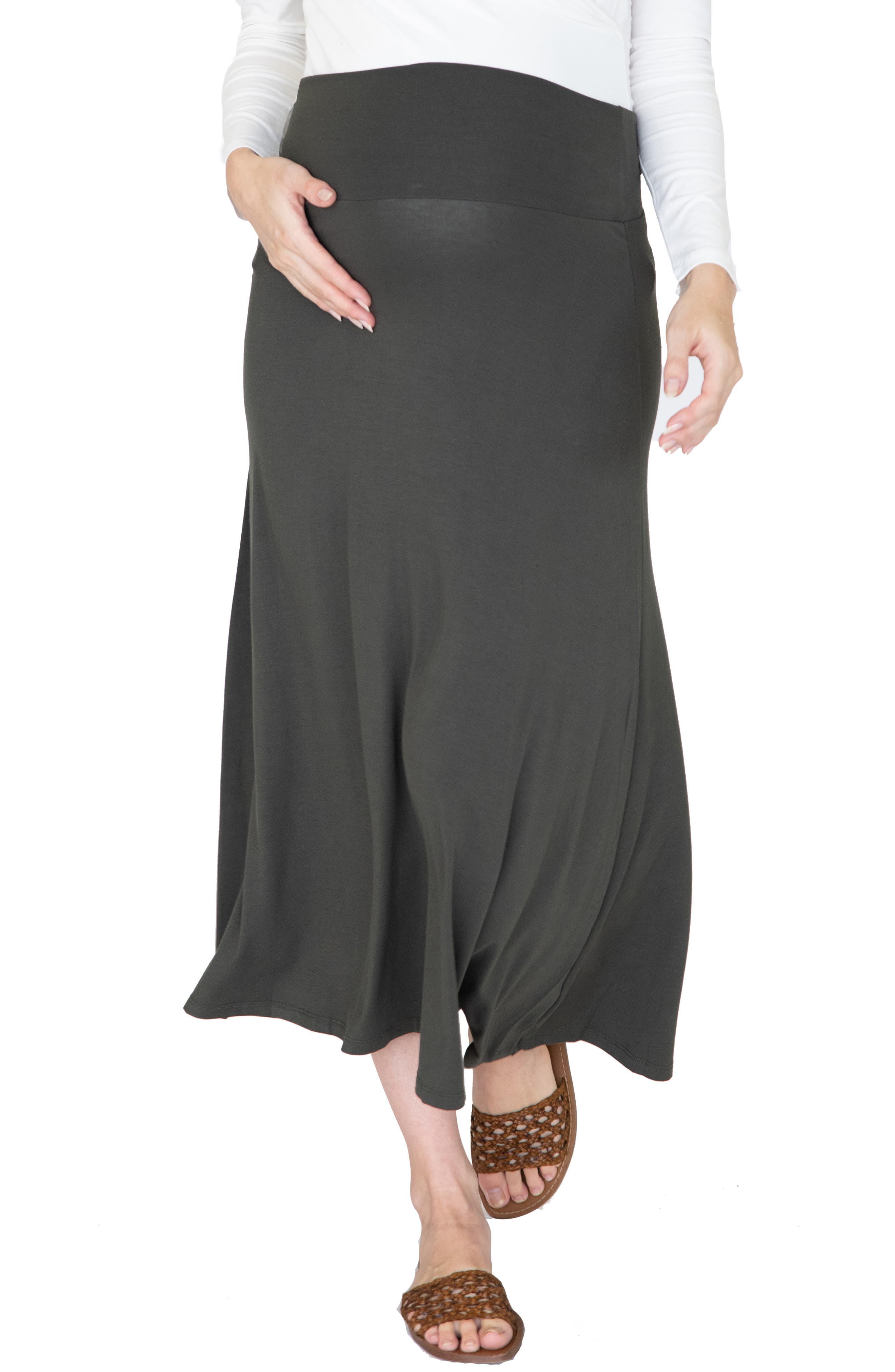 khaki maxi skirt