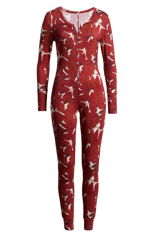 Shop Kilo Brava Long Sleeve One-piece Pajamas In Fallen Leaves