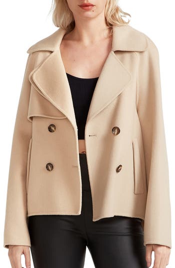 Belle & Bloom I'm Yours Wool Blend Peacoat In Pale Oat