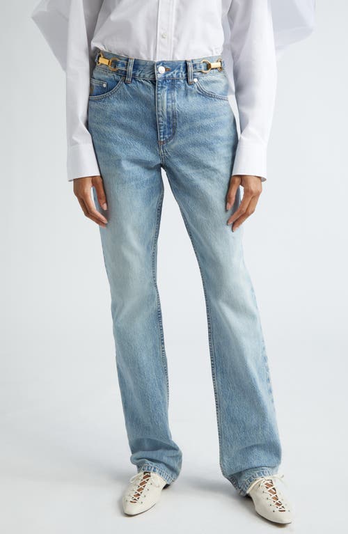 Shop Stella Mccartney Hardware Detail Denim Straight Leg Jeans In Vintage Blue Denim