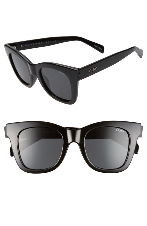 Quay Australia After Hours 45mm Polarized Square Sunglasses In Shiny Black/smoke