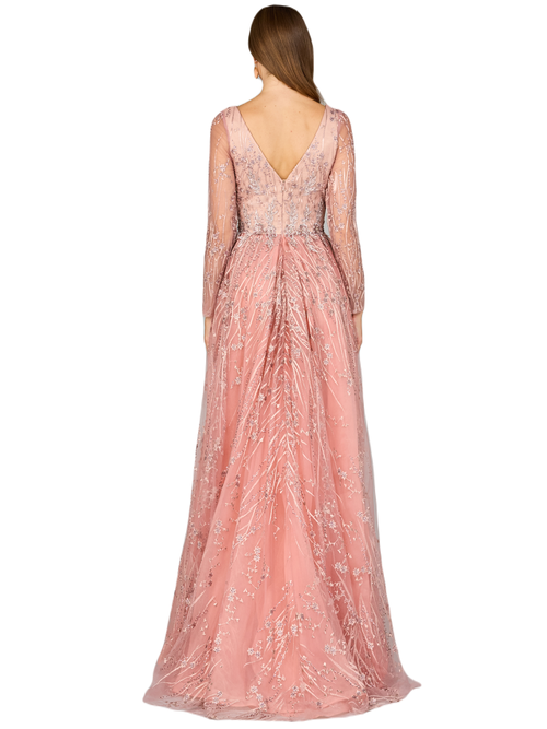 Lara New York Elegant Overskirt Dress With Long Sleeves In Blush