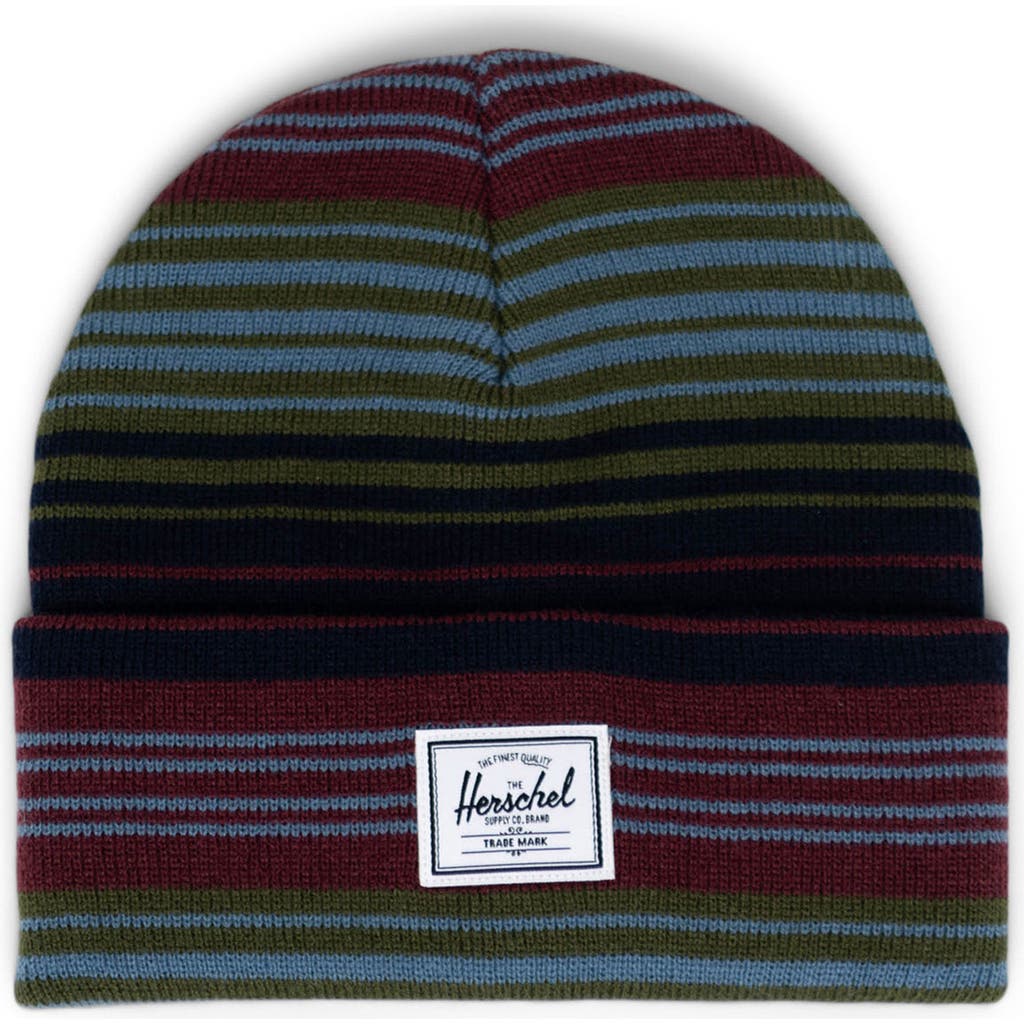 Herschel Supply Co . Elmer Knit Beanie In Steel Blue/port Multi Stripe