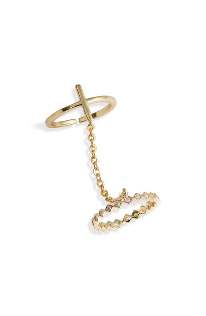 Click to view more detailed imagery on our partner's website Bracha Cuffed Chain Ring In Gold / Cubic Zirconia