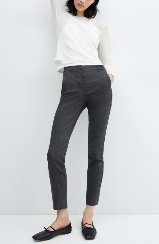 Shop Mango Crop Skinny Pants In Light Heather Grey