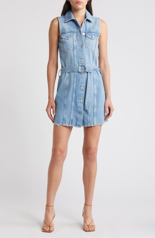 Shop Rails Wilshire Distressed Belted Sleeveless Denim Shirtdress In Blue Dream