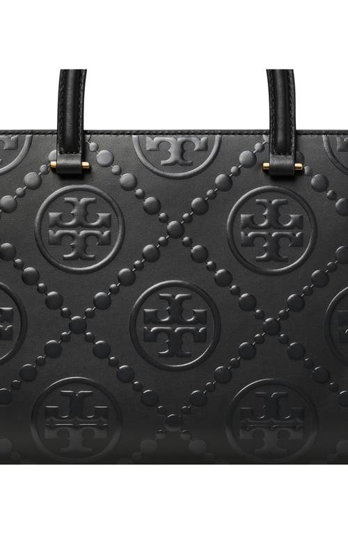 Shop Tory Burch T Monogram Embossed Jacquard Square Tote In Black