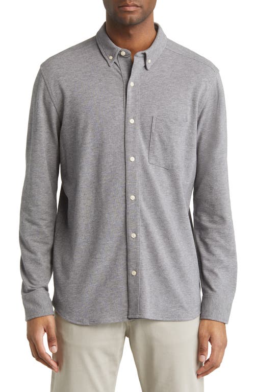 XC Flex Birdseye Cotton Button-Down Shirt in Light Gray