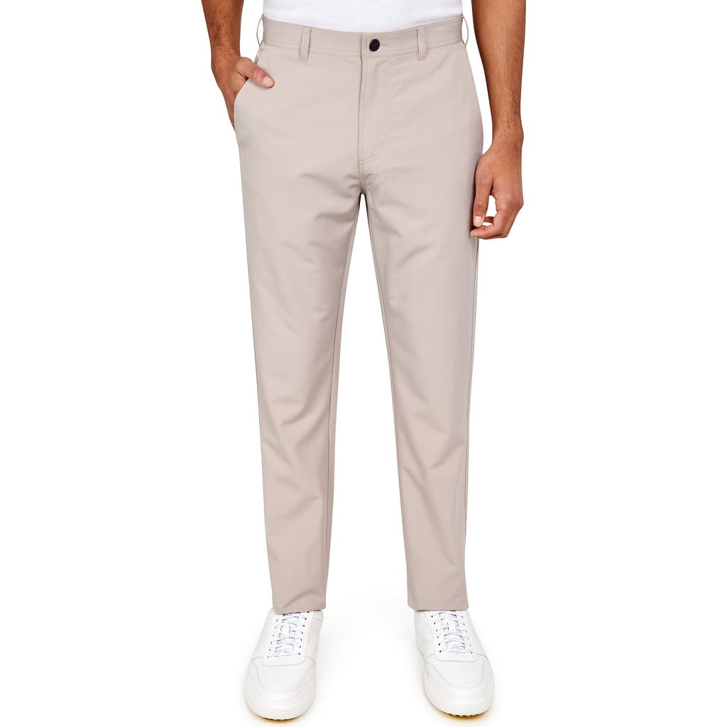 Construct Con.struct Solid Flat Front Performance Pants In Khaki
