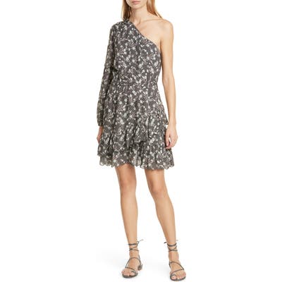 Dolan Lindsay Floral One-Shoulder Dress, Black