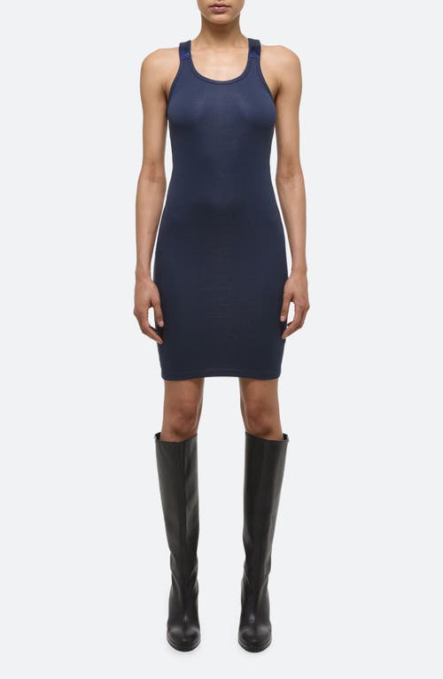 Helmut Lang Seatbelt Ribbed Tank Dress In Navy
