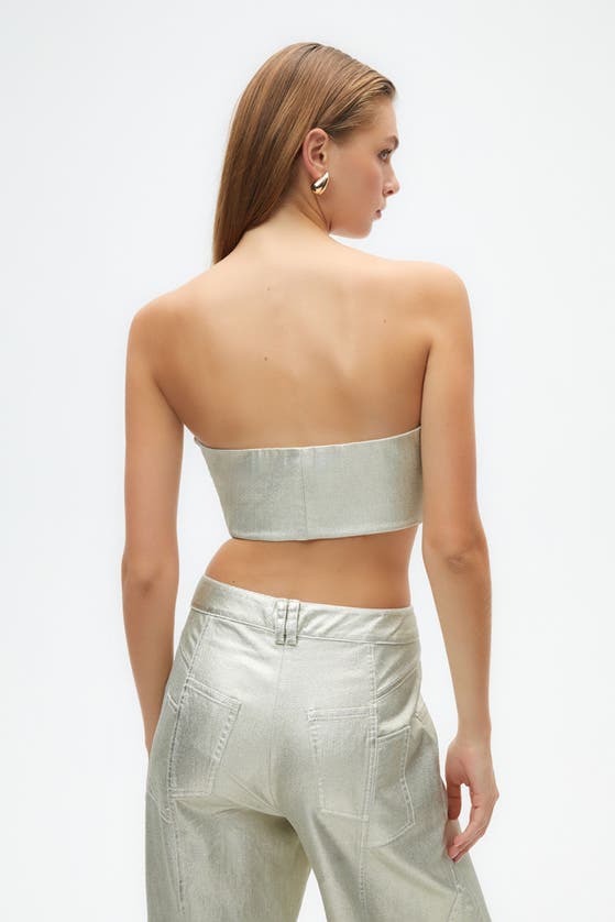 Shop Nocturne Metallic Printed Pants In Metallic Gold