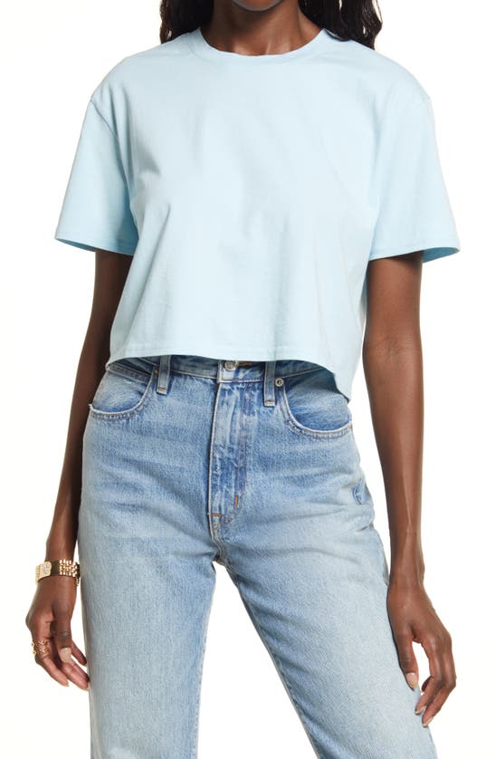 Open Edit Boxy Crop T-shirt In Blue Cool