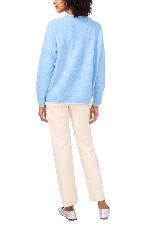 Shop Vince Camuto Tipped Crewneck Sweater In Blue Heather