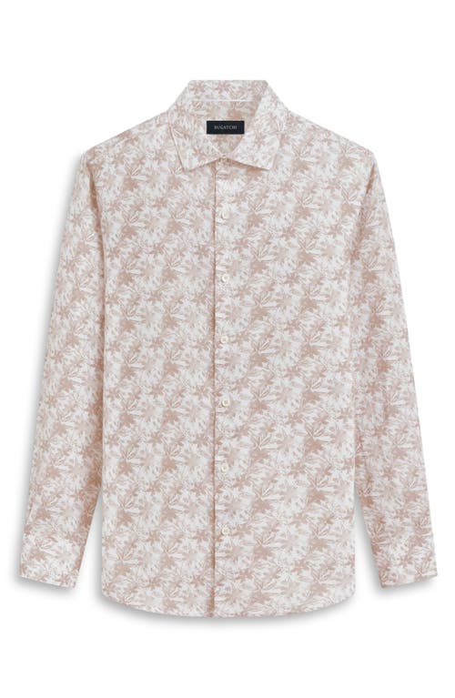 Shop Bugatchi Axel Shaped Fit Floral Linen Button-up Shirt<br /> In Caramel