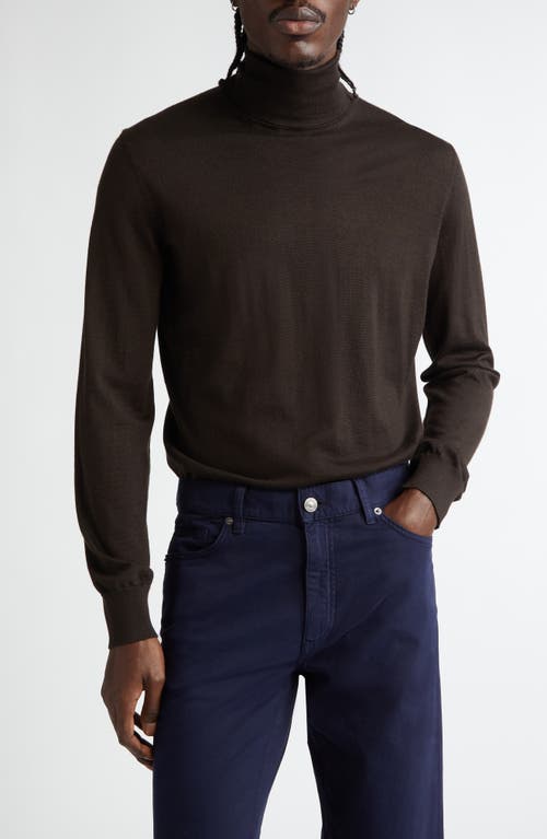 Zegna Cashmere & Silk Turtleneck Sweater In Dark Brown