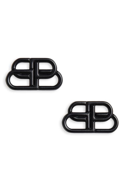 Balenciaga Interlocking Logo Stud Earrings In Black