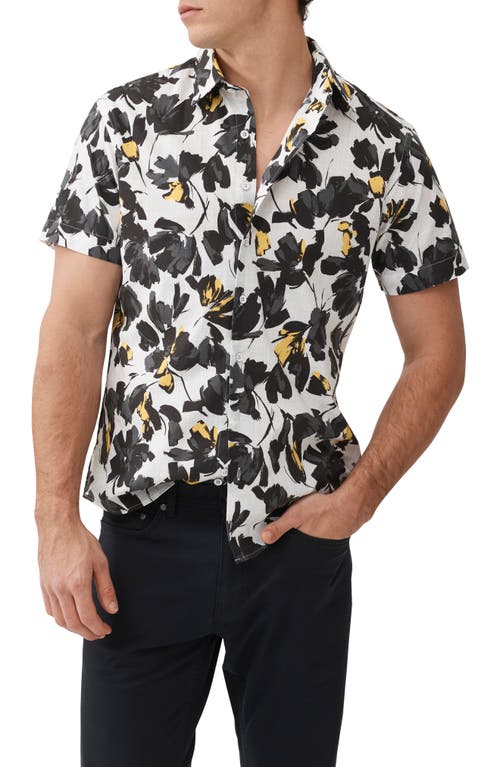 Rodd & Gunn Newcastle Sports Fit Floral Short Sleeve Cotton Button-Up Shirt Charcoal at Nordstrom,