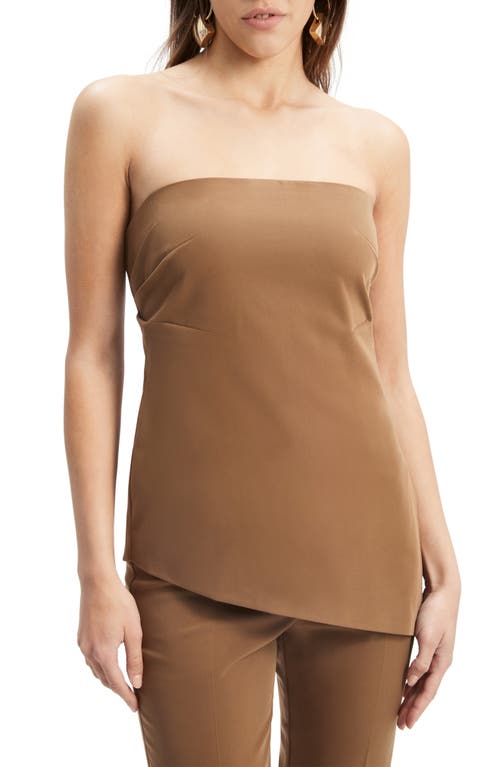 Shop Bardot Cosmos Asymmetric Strapless Top In Chocolate