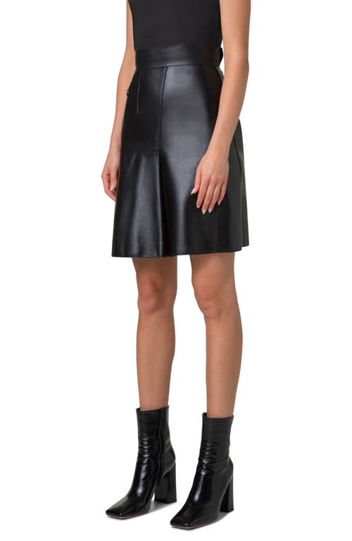 Shop Akris Lacquered Lambskin Leather A-line Skirt In Black